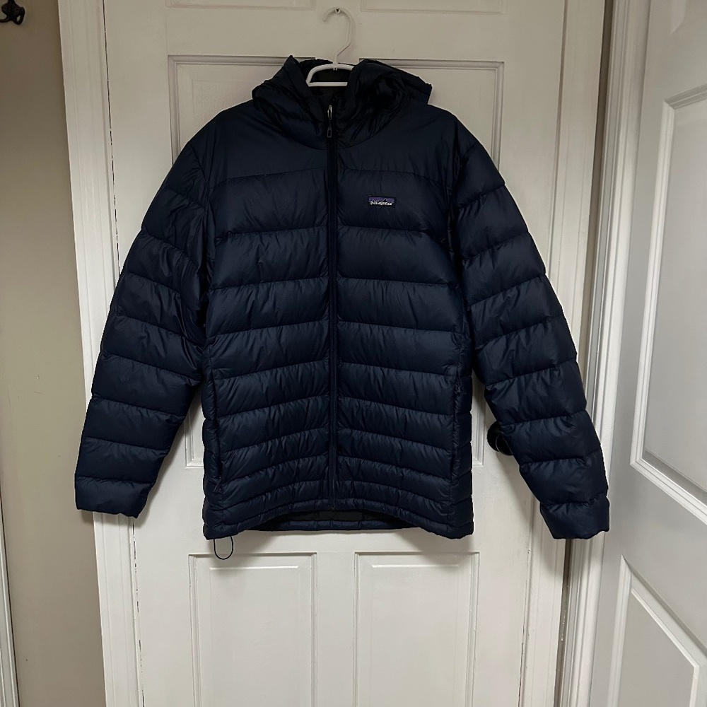 Patagonia Men's Down Sweater Hoody Puffer Jacket XL Blue Worn Wear